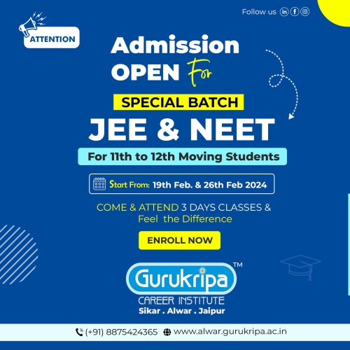Join Gurukripa Career Institute for JEE NEET 2024! Our renowned coaching ensures comprehensive preparation for the entrance exams. Admission now open! Secure your future in medicine or engineering. Enroll today!

Contact US:
https://alwar.gurukripa.ac.in/
