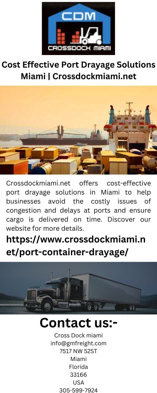 Crossdockmiami.net offers cost-effective port drayage solutions in Miami to help businesses avoid the costly issues of congestion and delays at ports and ensure cargo is delivered on time. Discover our website for more details.

https://www.crossdockmiami.net/port-container-drayage/