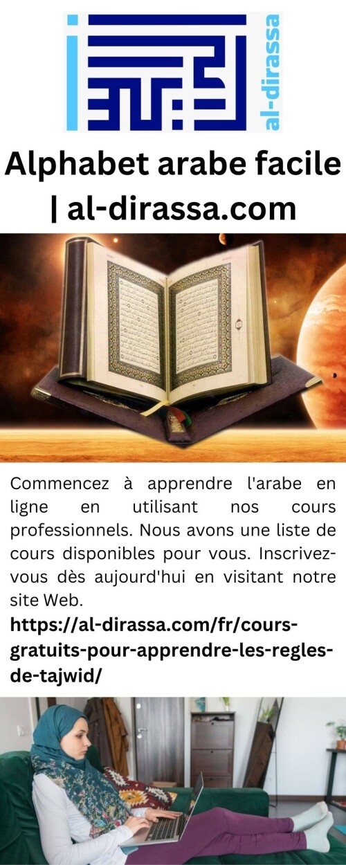 Commencez à apprendre l'arabe en ligne en utilisant nos cours professionnels. Nous avons une liste de cours disponibles pour vous. Inscrivez-vous dès aujourd'hui en visitant notre site Web.

https://al-dirassa.com/fr/cours-gratuits-pour-apprendre-les-regles-de-tajwid/