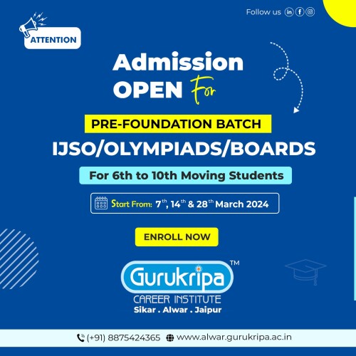 Looking to kickstart your journey towards a successful career? Join our Pre-Foundation Batches at Gurukripa Career Institute. Prepare comprehensively for your future with expert guidance and personalized support. Enroll now to unlock your potential!

Contact US:
https://alwar.gurukripa.ac.in/