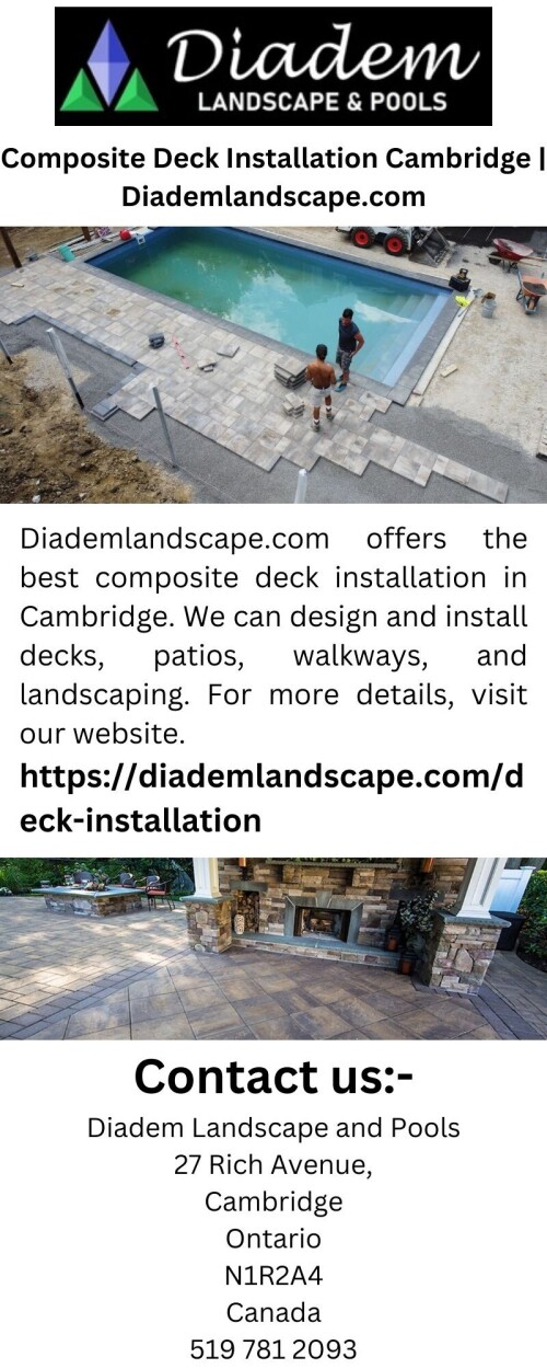 Diademlandscape.com offers the best composite deck installation in Cambridge. We can design and install decks, patios, walkways, and landscaping. For more details, visit our website.

https://diademlandscape.com/deck-installation