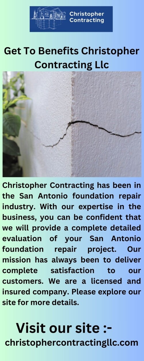 Searching for home foundation repair? Christophercontractingllc.com is a full-service foundation contractor providing basement waterproofing, crawl space repair, and more. Investigate our website for more details.

https://christophercontractingllc.com/foundation-repair/