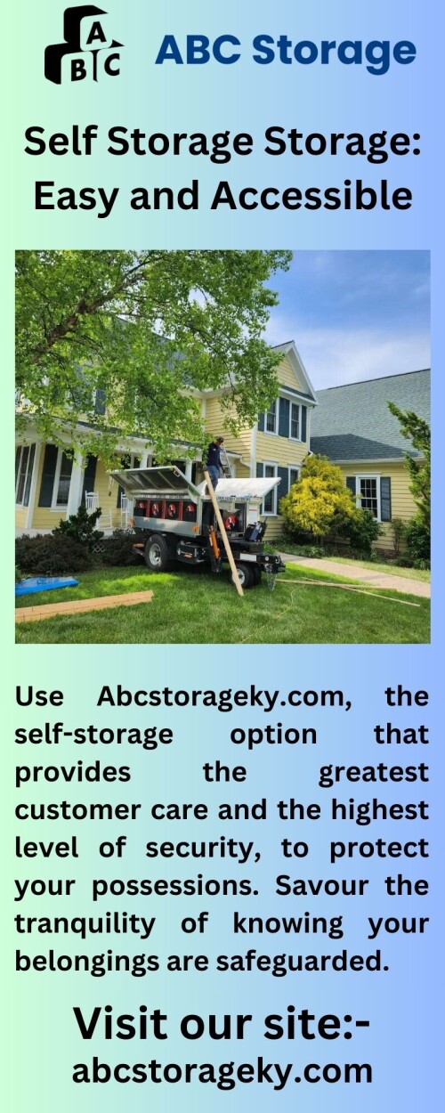 With Abcstorageky.com, you may find safe and practical self-storage that offers climate-controlled facilities, round-the-clock access, and amiable customer support. Feel free and at rest when storing your belongings.

https://abcstorageky.com/nicholasville/