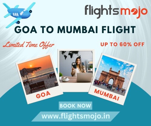 Discover convenient flights from Goa to Mumbai with Flightsmojo. Explore our wide range of options for seamless travel between these two vibrant cities. With our user-friendly platform and competitive prices, booking your flight from Goa to Mumbai is quick and easy.