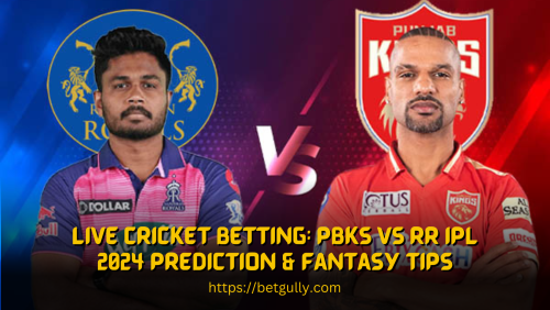 Watch the excitement of live cricket betting as PBKS and RR square off in the IPL 2024! A thrilling match full of suspenseful moments and heart-pounding action is about to begin. With our professional forecasts and fantasy advice, you can stay one step ahead of the competition and maximize every opportunity to play. Don't pass up this thrilling chance to use live cricket betting to enhance your cricket-watching experience. Come along with us today to see the excitement develop! For more information visit: https://betgully.com/cricket-betting/