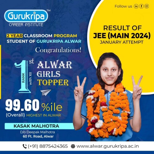 Aim for a top score in JEE, NEET, or other competitive exams? Gurukripa Career Institute in Alwar can help! With experienced faculty and a proven approach, they offer classroom and online courses to set you on the path to success. Visit their website or call to learn more and join Gurukripa today!

Contact US:
https://alwar.gurukripa.ac.in/