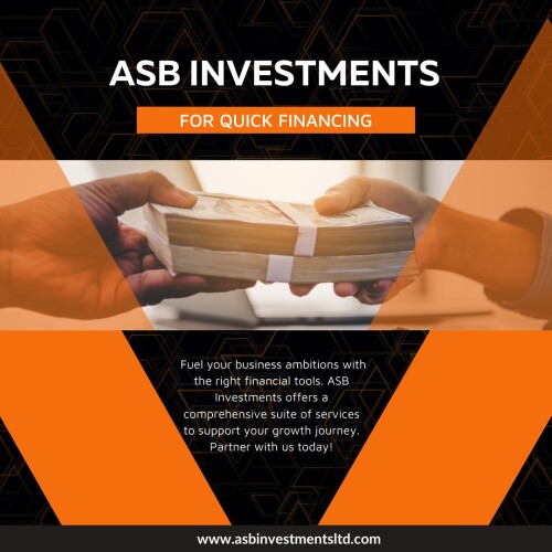 Looking for an equipment loan in the UK or funding to kickstart your business? ASB Investments Pte Ltd provides tailored solutions for entrepreneurs.

https://www.asbinvestmentsltd.com/application