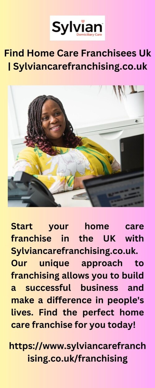 Start your home care franchise in the UK with Sylviancarefranchising.co.uk. Our unique approach to franchising allows you to build a successful business and make a difference in people's lives. Find the perfect home care franchise for you today!



https://www.sylviancarefranchising.co.uk/franchising