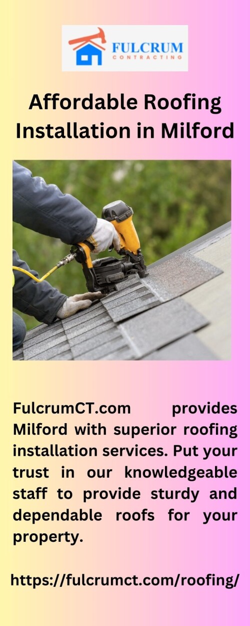 FulcrumCT.com provides Milford with superior roofing installation services. Put your trust in our knowledgeable staff to provide sturdy and dependable roofs for your property.

https://fulcrumct.com/roofing/