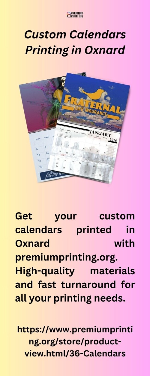 Get your custom calendars printed in Oxnard with premiumprinting.org. High-quality materials and fast turnaround for all your printing needs.


https://www.premiumprinting.org/store/product-view.html/36-Calendars