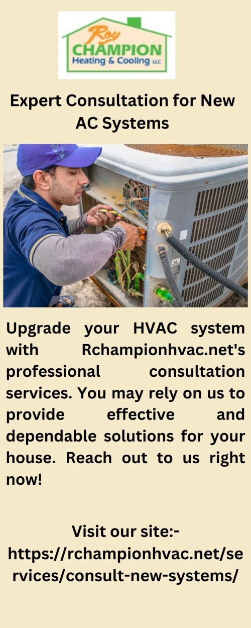 Upgrade your HVAC system with Rchampionhvac.net's professional consultation services. You may rely on us to provide effective and dependable solutions for your house. Reach out to us right now!


https://rchampionhvac.net/services/consult-new-systems/