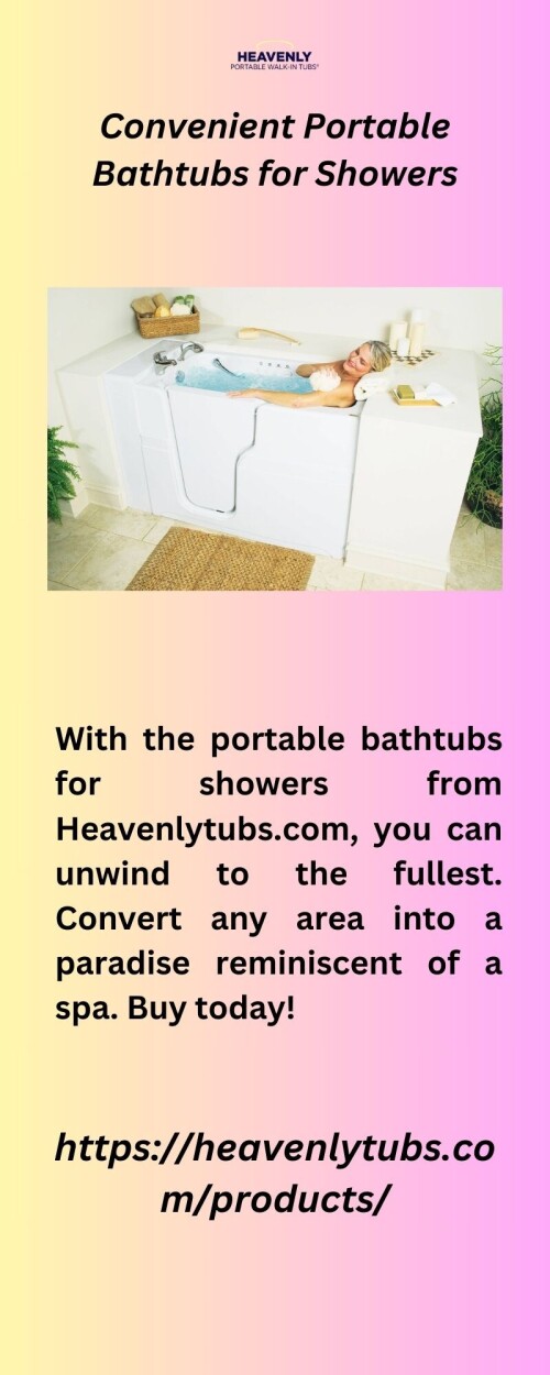 With the portable bathtubs for showers from Heavenlytubs.com, you can unwind to the fullest. Convert any area into a paradise reminiscent of a spa. Buy today!


https://heavenlytubs.com/products/