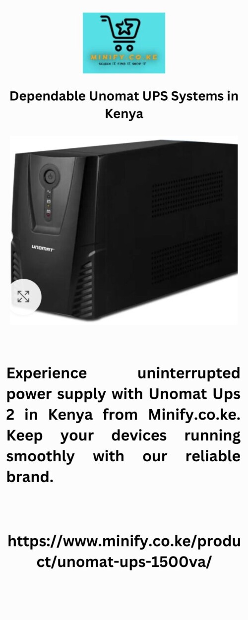 Experience uninterrupted power supply with Unomat Ups 2 in Kenya from Minify.co.ke. Keep your devices running smoothly with our reliable brand.


https://www.minify.co.ke/product/unomat-ups-1500va/