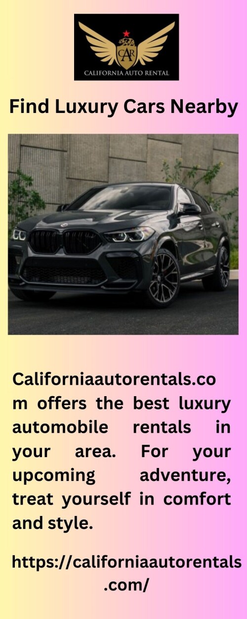 Californiaautorentals.com offers the best luxury automobile rentals in your area. For your upcoming adventure, treat yourself in comfort and style.


https://californiaautorentals.com/