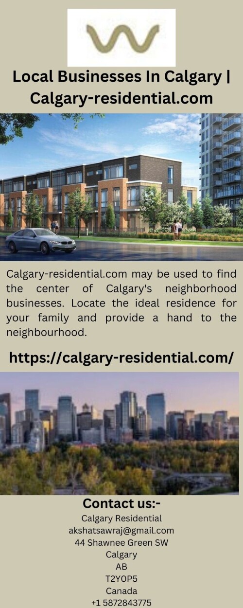 Calgary-residential.com may be used to find the center of Calgary's neighborhood businesses. Locate the ideal residence for your family and provide a hand to the neighbourhood.


https://calgary-residential.com/