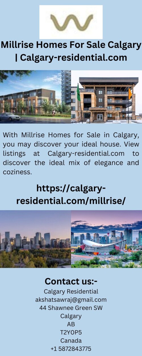 With Millrise Homes for Sale in Calgary, you may discover your ideal house. View listings at Calgary-residential.com to discover the ideal mix of elegance and coziness.

https://calgary-residential.com/millrise/