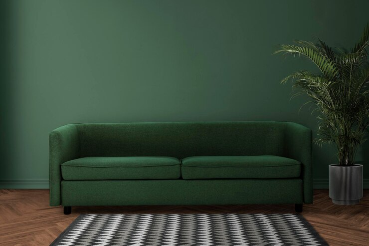 Retro living room interior with vintage furniture and decor